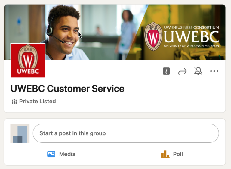 screenshot of customer service linkedin group header