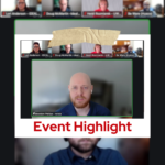 Event highlight screenshot of a virtual panel discussion with multiple participants on screen, featuring a speaker labeled Brandon Phillips from nvisia centered and speaking during a video conference.