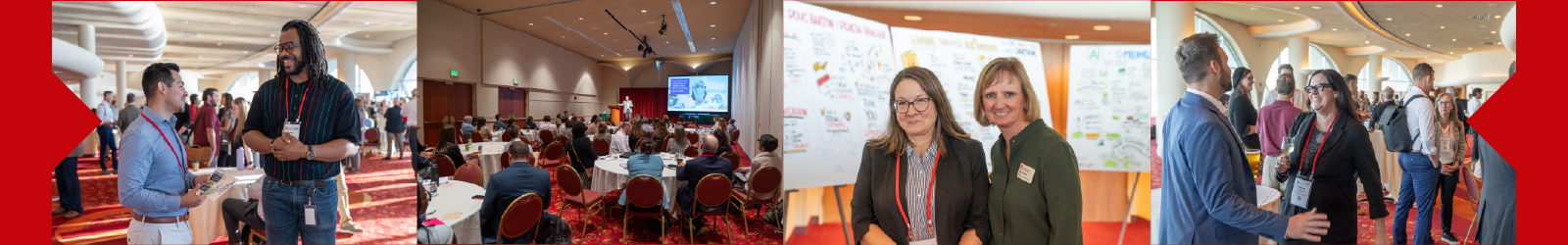Banner across top of page showcasing people smiling and engaged at events