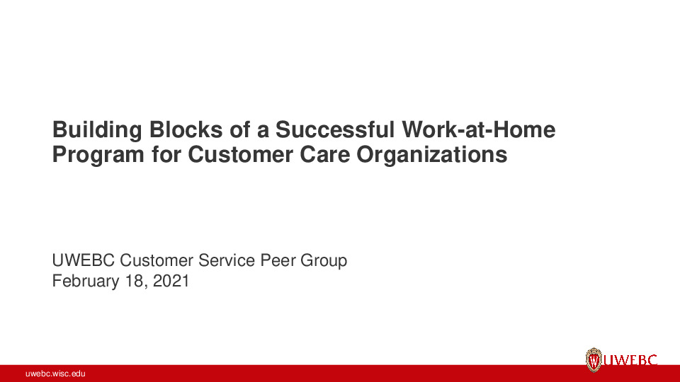 UWEBC Presentation Slides: Building Blocks of a Successful WFM Program for Customer Care thumbnail