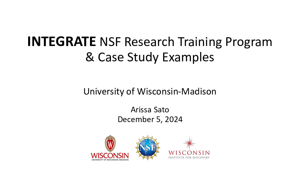 4. UW INTEGRATE Robotics Presentation Slides: INTEGRATE NSF Research Training Program & Case Study Examples thumbnail