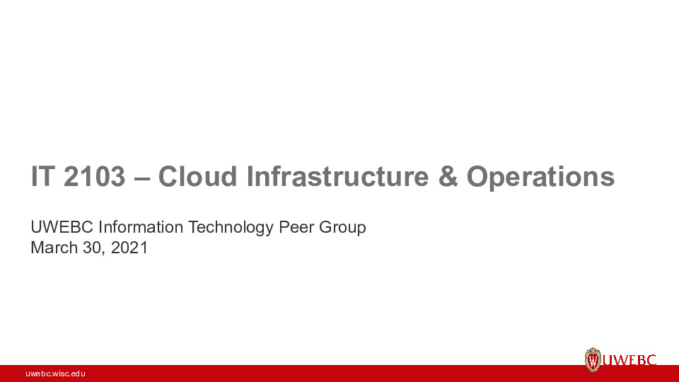 IT2103 Cloud, Infrastructure and Operations - UWEBC