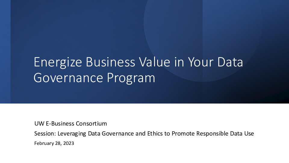 3. Presentation Slides by Mary Williams: Energize Business Value in your Data Governance Program thumbnail