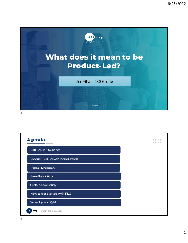 5. 280 Group Presentation Slides: What does it mean to be Product Led? thumbnail