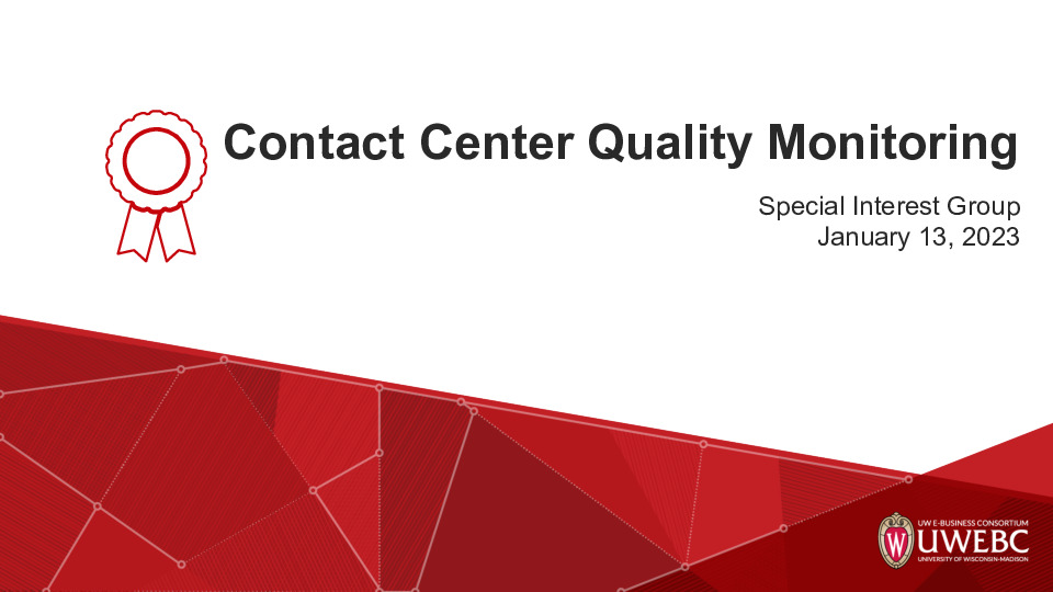 UWEBC Presentation Slides: Contact Center Quality Monitoring thumbnail