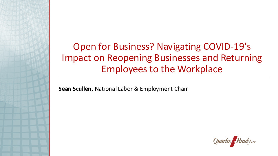 Sean Scullen Slides: Reopening Businesses and Returning Employees to Workplace thumbnail