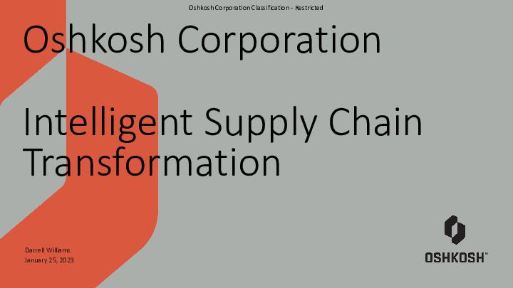 3. Oshkosh Corporation Presentation Slides: Intelligent Supply Chain Transformation thumbnail