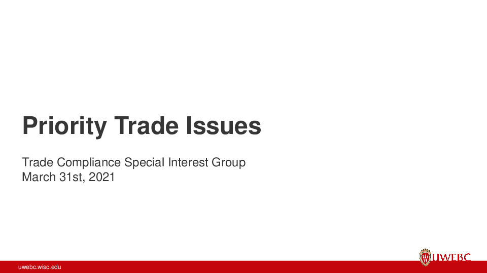 UWEBC Presentation Slides: Priority Trade Issues thumbnail