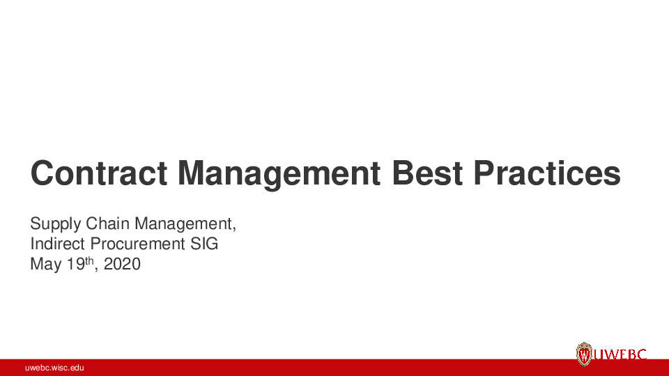 UWEBC Presentation Slides: Contract Management Best Practices thumbnail