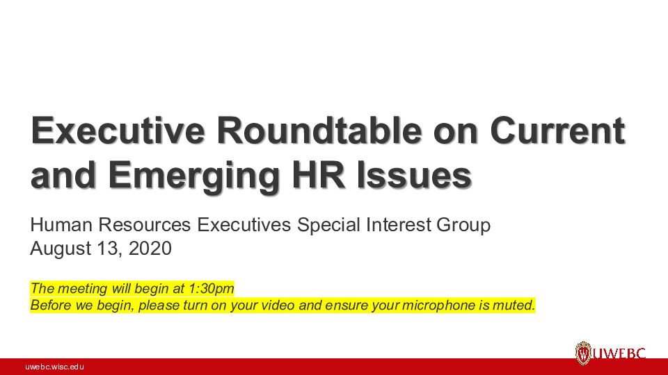 UWEBC Presentation Slides: Executive Roundtable on Current and Emerging HR Issues thumbnail